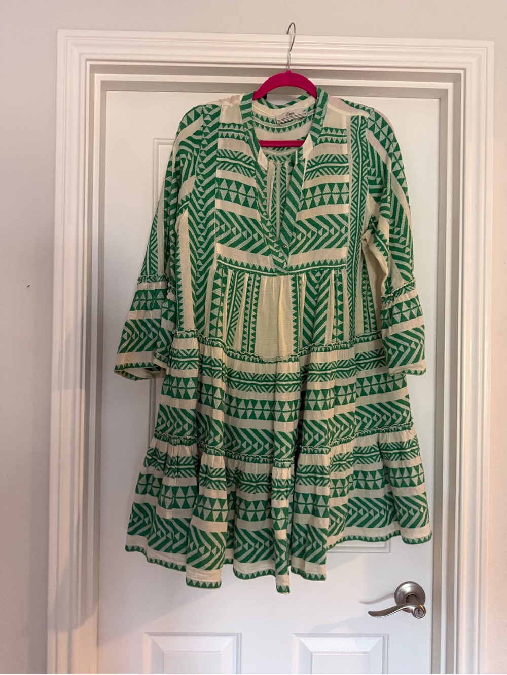 Devotion TWINS Green & Cream Patterned Midi Dress